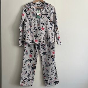 Joules Sleeptight Silver Floral Pajama Set, Size S